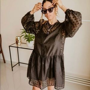 H&M Puff Sleeve Polka Dot Dress